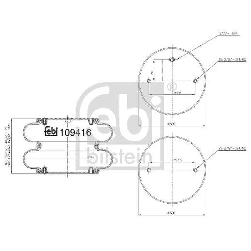 Febi Air Suspension Bellow 226mm 109416
