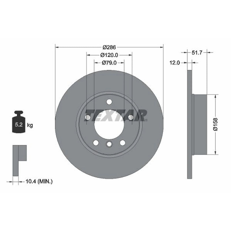 Textar 2 x Solid Front Brake Discs 92055503