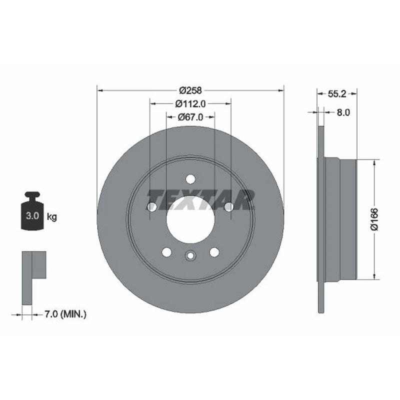 Textar 2 x Solid Rear Brake Discs 92099703