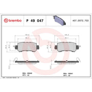 Brembo 4 x Rear Brake Pad Set P49047