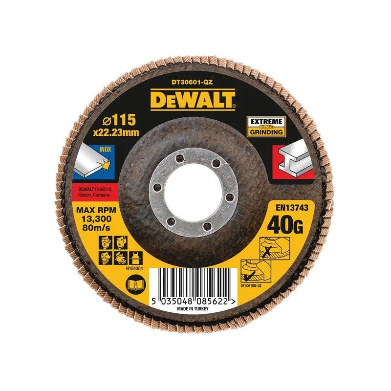 DEWALT Power Tools Extreme Flap Disc 115 x 22.2mm 40G - DT30601-QZ