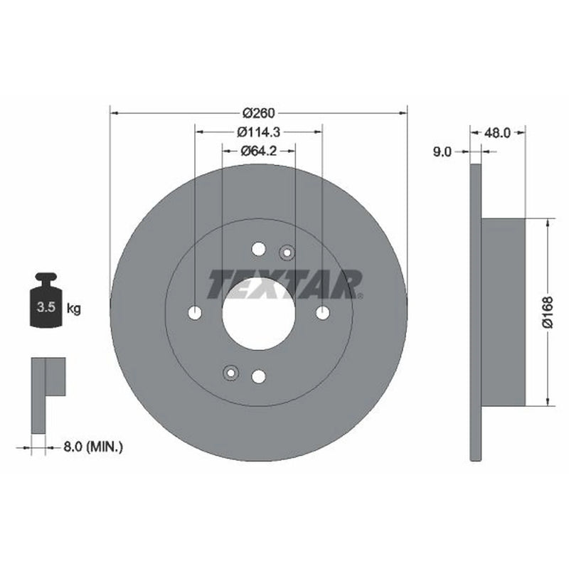 Textar 2 x Solid Brake Discs 92320203