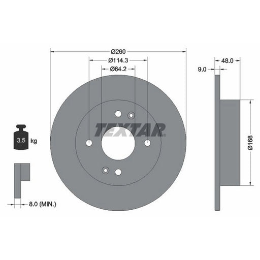 Textar 2 x Solid Brake Discs 92320203