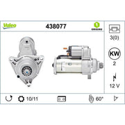 Valeo Starter Motor 12V 2kW Teeth 438077