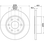 DON 2 x Solid Rear Brake Discs PCD21022