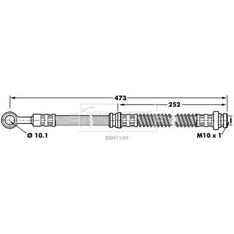 Borg & Beck Brake Hydraulic Hose Line Front Left BBH7109