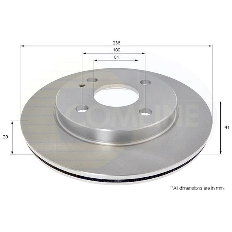 Comline 2 x Internally Vented Front Brake Discs ADC0472V