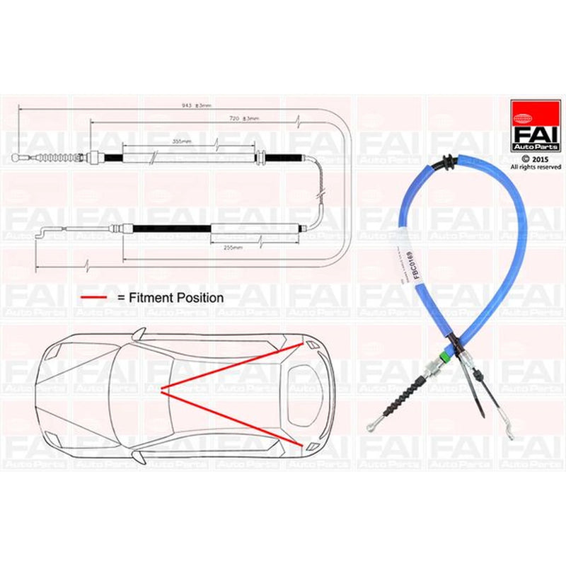 FAI Handbrake Cable Left Rear FBC0169