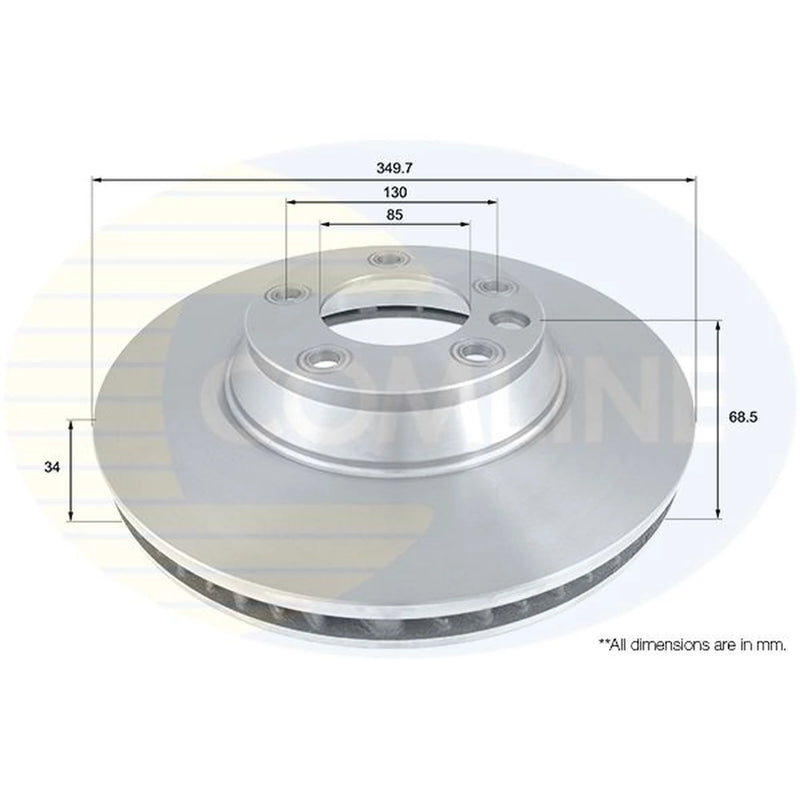 Comline 2 x Internally Vented Front Brake Discs ADC1459V