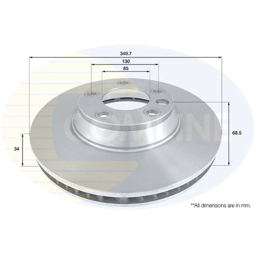 Comline 2 x Internally Vented Front Brake Discs ADC1459V