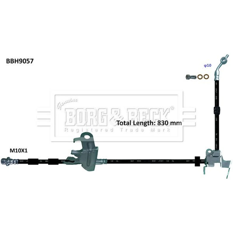 Borg & Beck Brake Hydraulic Hose Line Front Right BBH9057