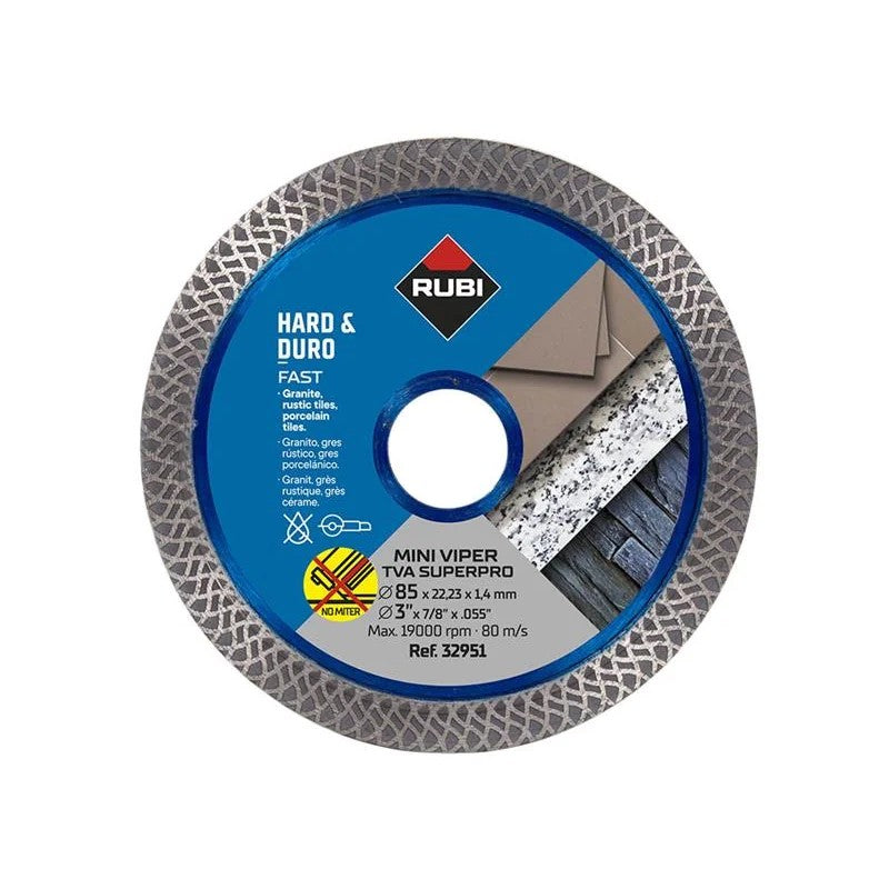 RUBI TILING TOOLS TVA 85 SUPERPRO Mini Turbo Viper Diamond Blade 85mm - 32951