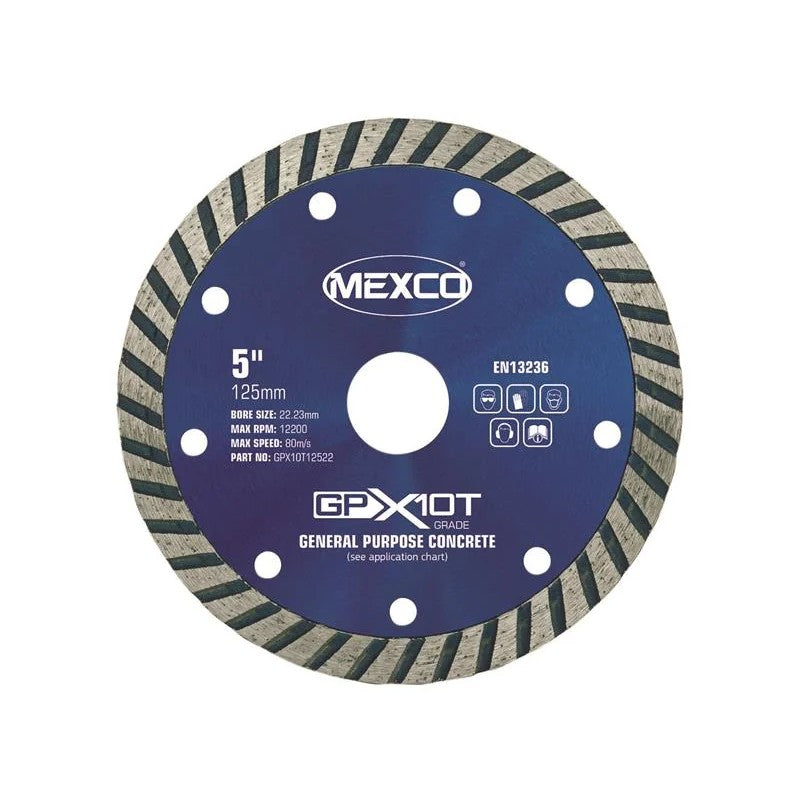 MEXCO GP Concrete Turbo Diamond Blade 125 x 22mm - GPX10T12522