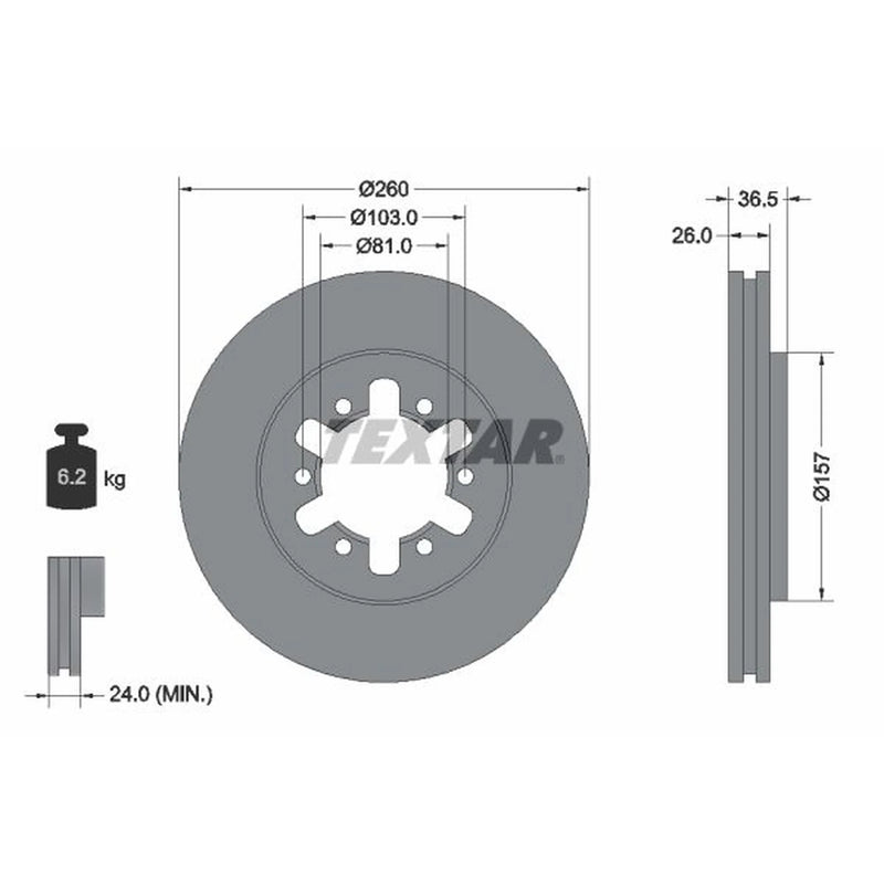 Textar 2 x Vented Front Brake Discs 92074700