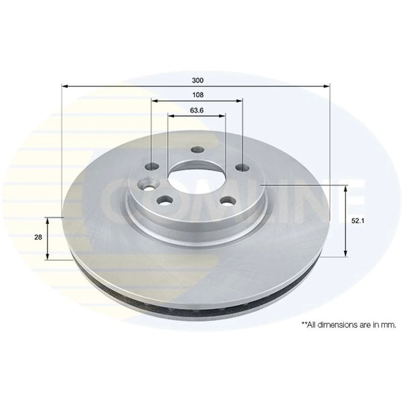Comline 2 x Internally Vented Front Brake Discs ADC1237V