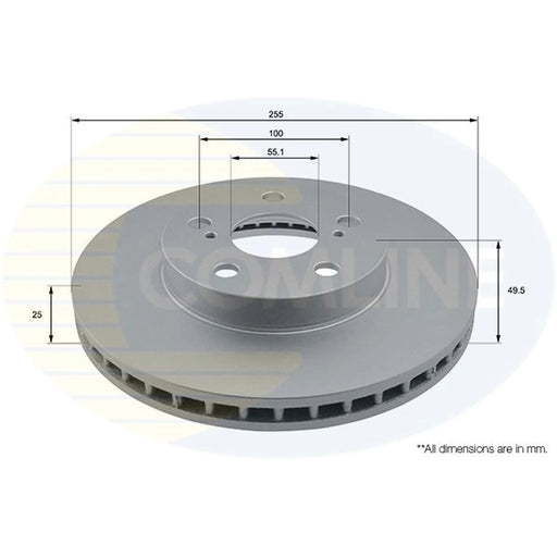 Comline 2 x Internally Vented Front Brake Discs ADC01148V