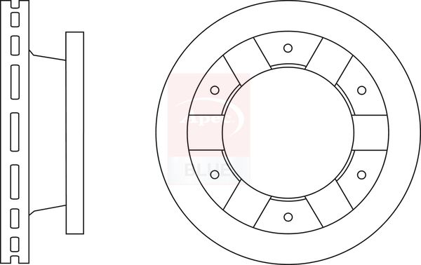 Apec 2 x Brake Disc Set Vented