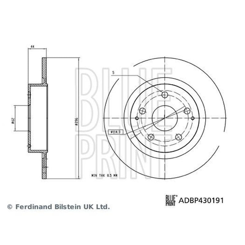 Blue Print 2 x Solid Rear Brake Discs ADBP430191