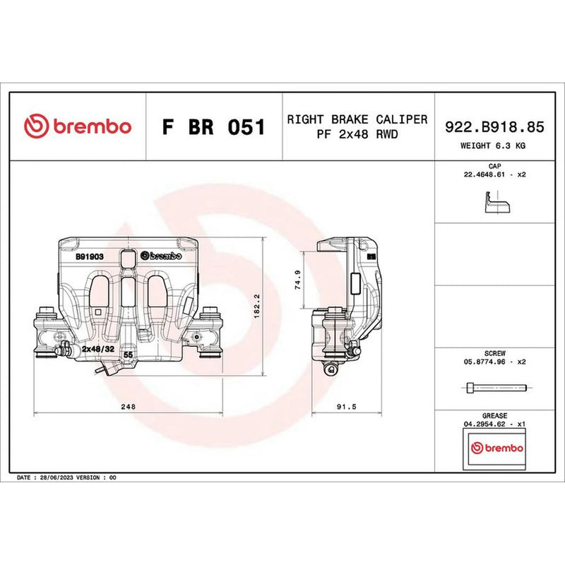 Brembo Brake Caliper Assembly Front Right FBR051
