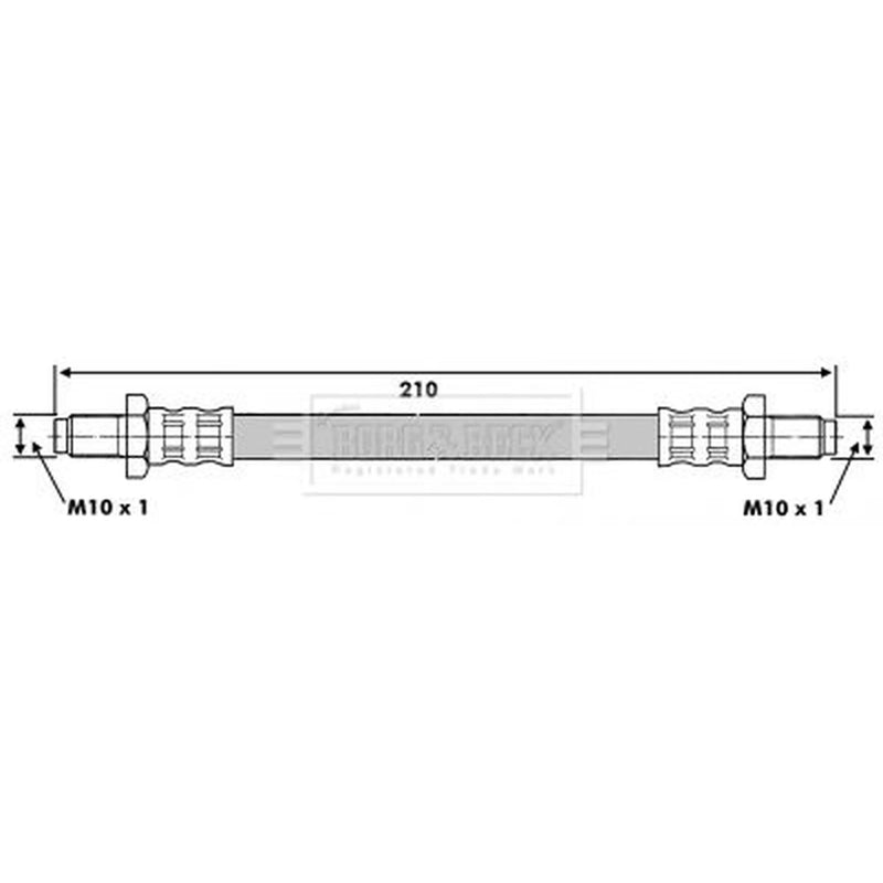 Borg & Beck Brake Hydraulic Hose Line Front Left BBH6074