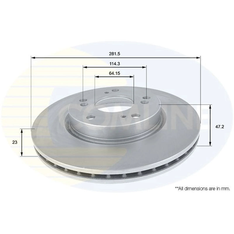 Comline 2 x Internally Vented Front Brake Discs ADC0553V