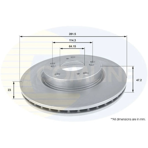 Comline 2 x Internally Vented Front Brake Discs ADC0553V