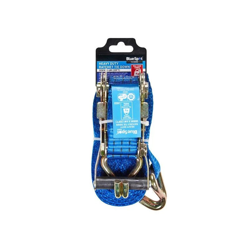 BlueSpot Tools Heavy-Duty Ratchet Tie Down 38mm x 6m - 45410