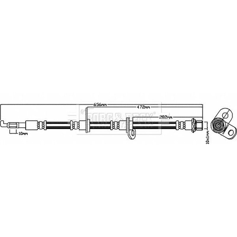 Borg & Beck Brake Hydraulic Hose Line Front Right BBH8064