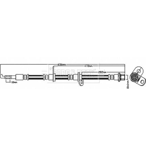 Borg & Beck Brake Hydraulic Hose Line Front Right BBH8064