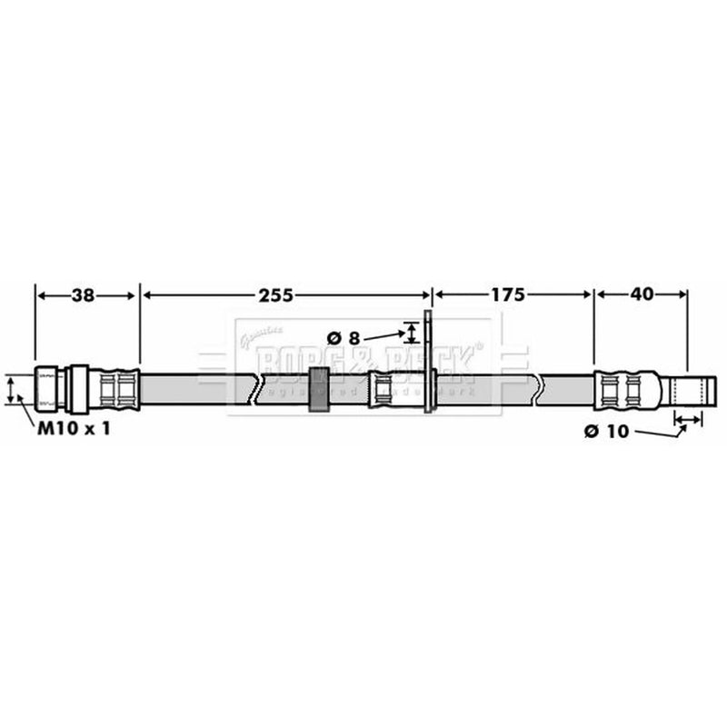 Borg & Beck Brake Hydraulic Hose Line Front Left BBH7498