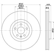 DON 2 x Internally Vented Front Brake Discs PCD21861