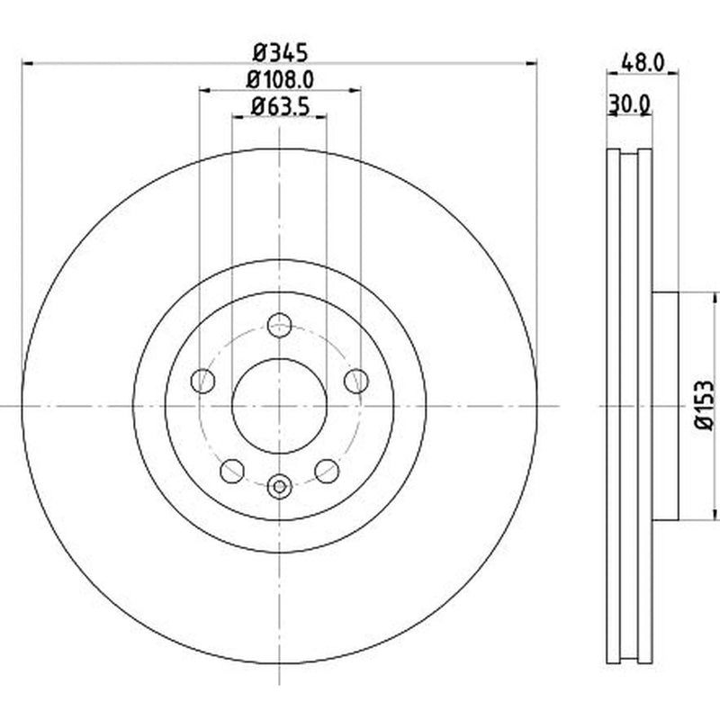 DON 2 x Internally Vented Front Brake Discs PCD21861