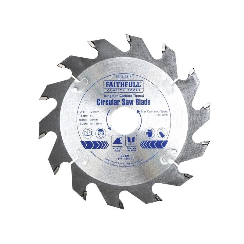 Faithfull TCT Circular Saw Blade 128 x 20mm x 14T POS - FAIZ12814
