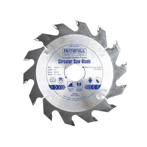 Faithfull TCT Circular Saw Blade 128 x 20mm x 14T POS - FAIZ12814