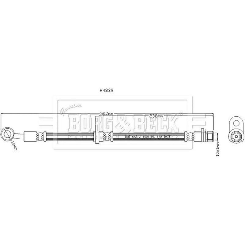 Borg & Beck Brake Hydraulic Hose Line Front Left BBH6786