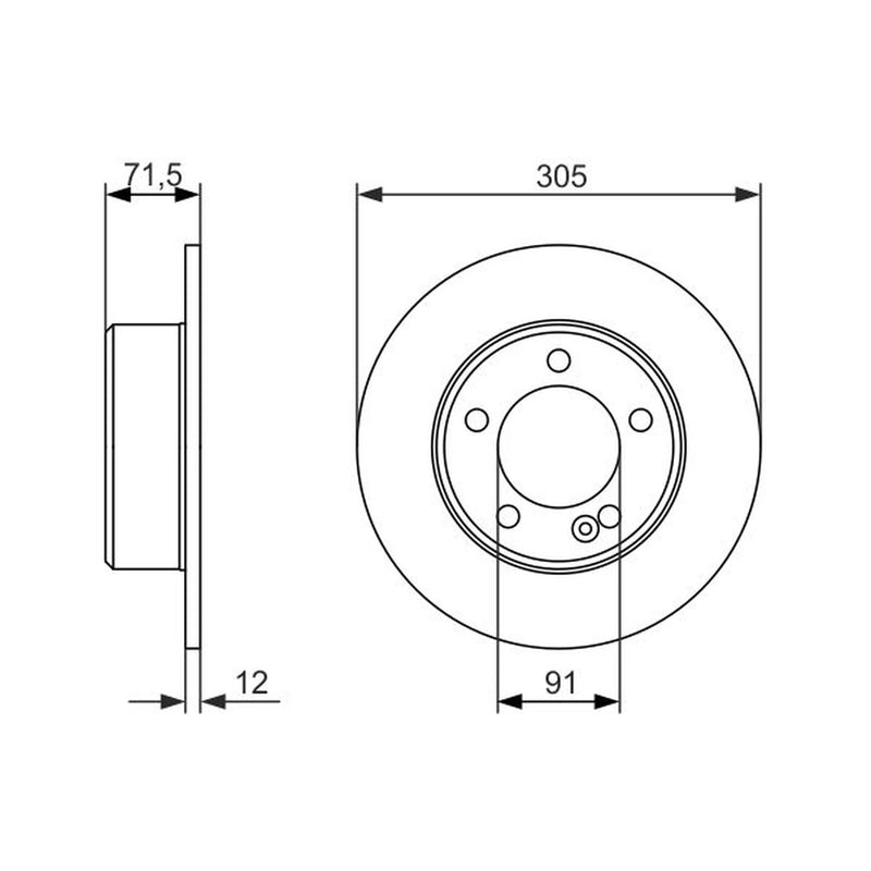 Bosch 2 x Solid Rear Brake Discs 0 986 479 714