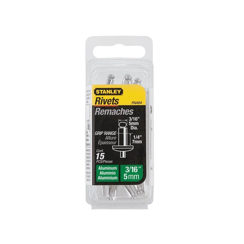 STANLEY® Hand Tools 1-PAA64 Aluminium Rivets Medium 5 x 7mm Pack of 15
