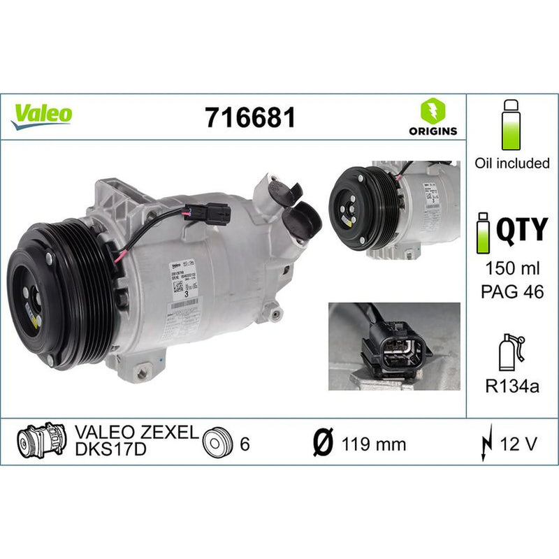 Valeo Air Conditioning Compressor 716681 OE 92600JN30B