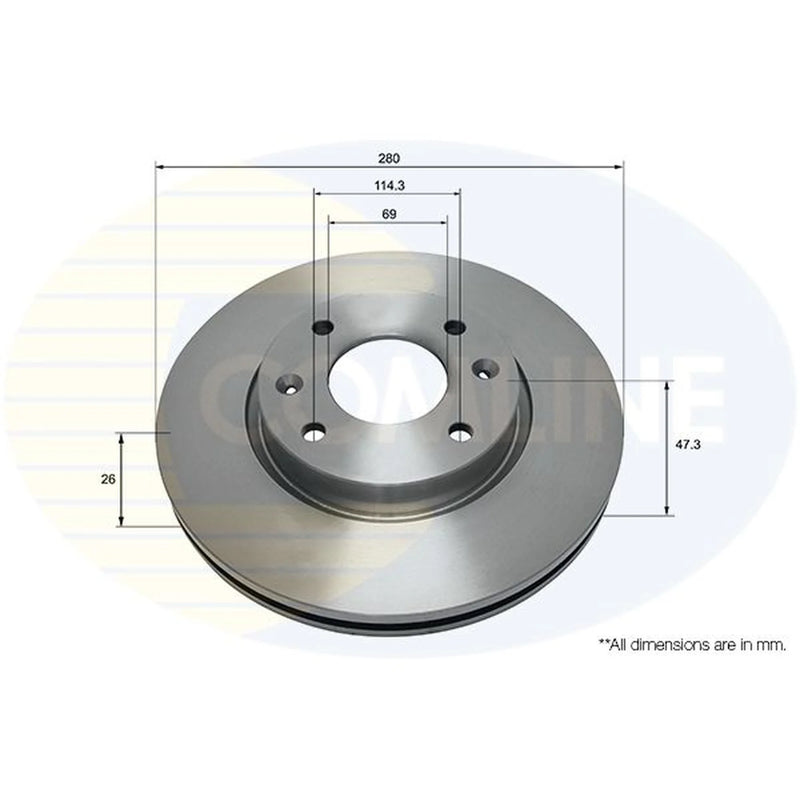 Comline 2 x Front Brake Discs ADC1064V