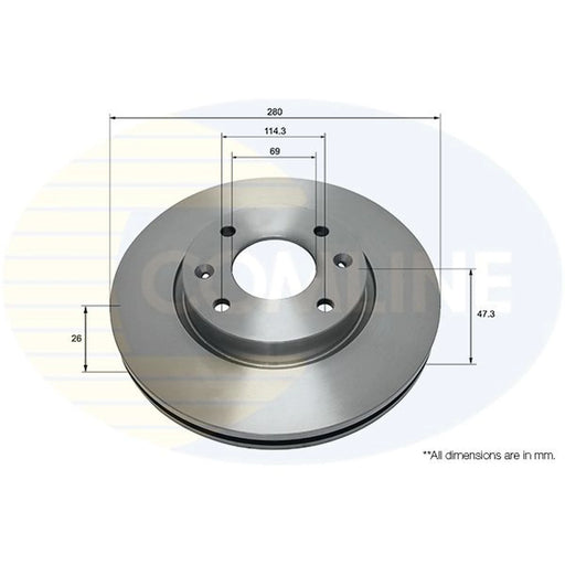 Comline 2 x Front Brake Discs ADC1064V