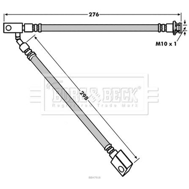 Borg & Beck Brake Hydraulic Hose Line Front Left BBH7918