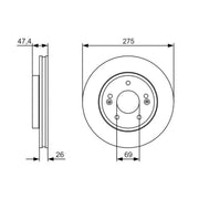 Bosch 2 x Vented Front Brake Discs 0 986 479 R26