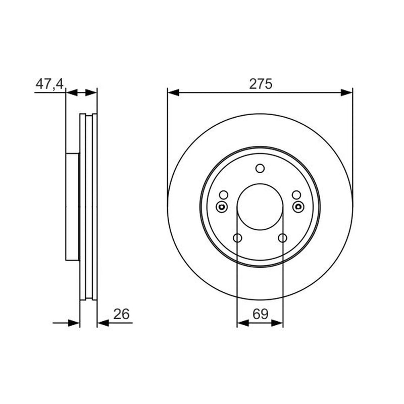 Bosch 2 x Vented Front Brake Discs 0 986 479 R26