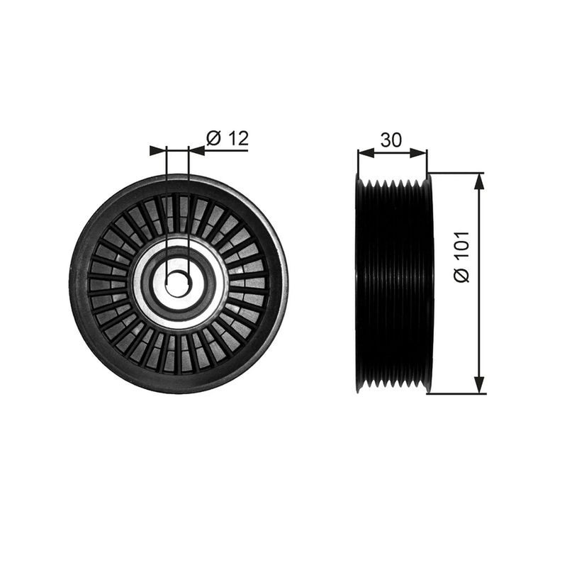 Gates V-Ribbed Belt Deflection/Guide Pulley Upper T36170
