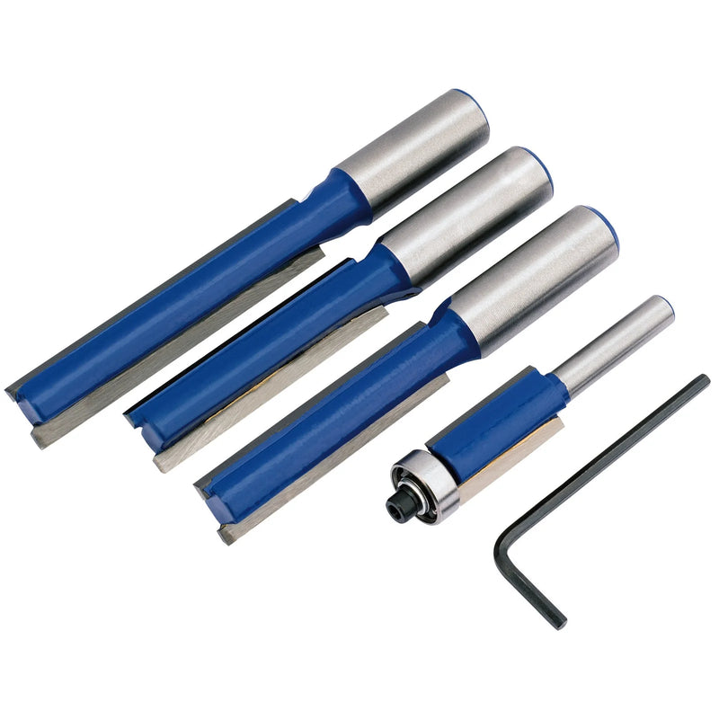 Draper Extra Long Router Bit Set 4 Piece 1/4" & 1/2" Shank
