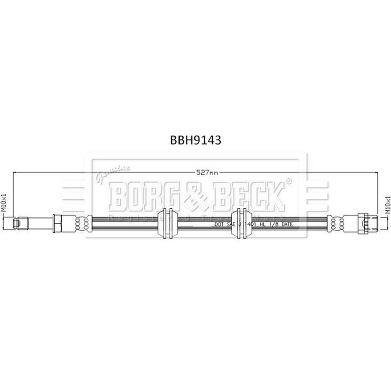 Borg & Beck Brake Hydraulic Hose Line Rear Left BBH9143