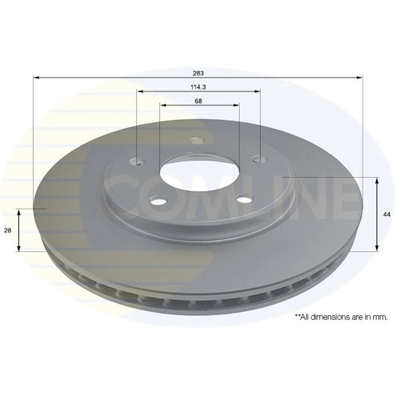 Comline 2 x Internally Vented Front Brake Discs ADC0296V