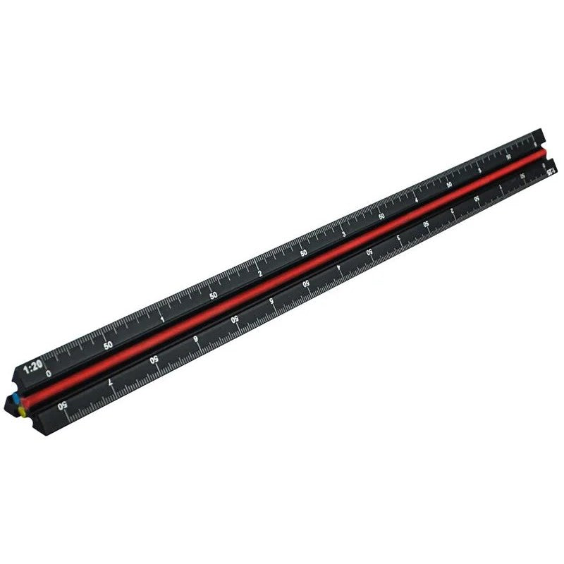 Faithfull Prestige Tri-Scale Engineer Rule Black Aluminium 300mm - FAIRULETECNC