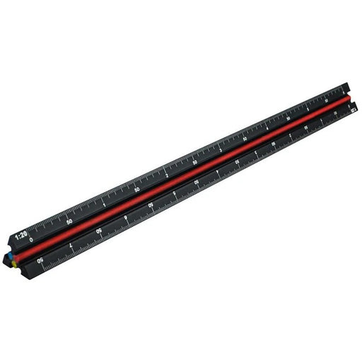 Faithfull Prestige Tri-Scale Engineer Rule Black Aluminium 300mm - FAIRULETECNC