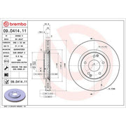 Brembo 2 x Internally Vented Front Brake Discs 09.D414.11